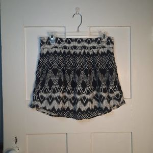 STREETWEAR SOCIETY Black White Geometric Elastic Waist Mini Skirt LARGE